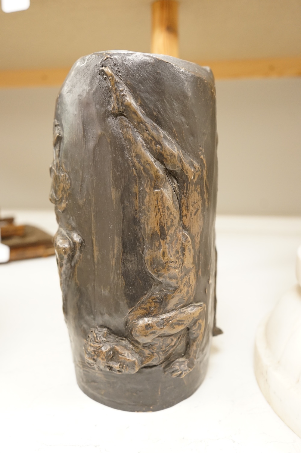 A pair of late 19th century carved marble columns, 40cm